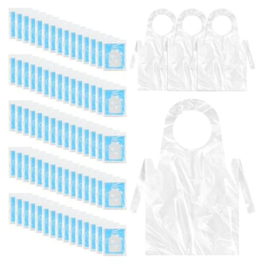 300 delantales desechables de plástico de 24 x 37 pulgadas, delantales de plástico transparente para cocinar, pintar, picnic, manualidades, delantales desechables unisex