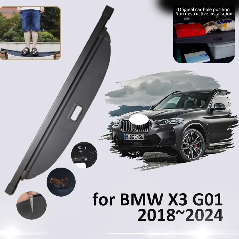 

Занавеска в багажник автомобиля для BMW X3 G01 2018 ~ 2024 Роскошный антиподглядывающий 2019 2020 2021 2022 2023 Комплект багажника Чехлы для багажника Автомобильные аксессуары