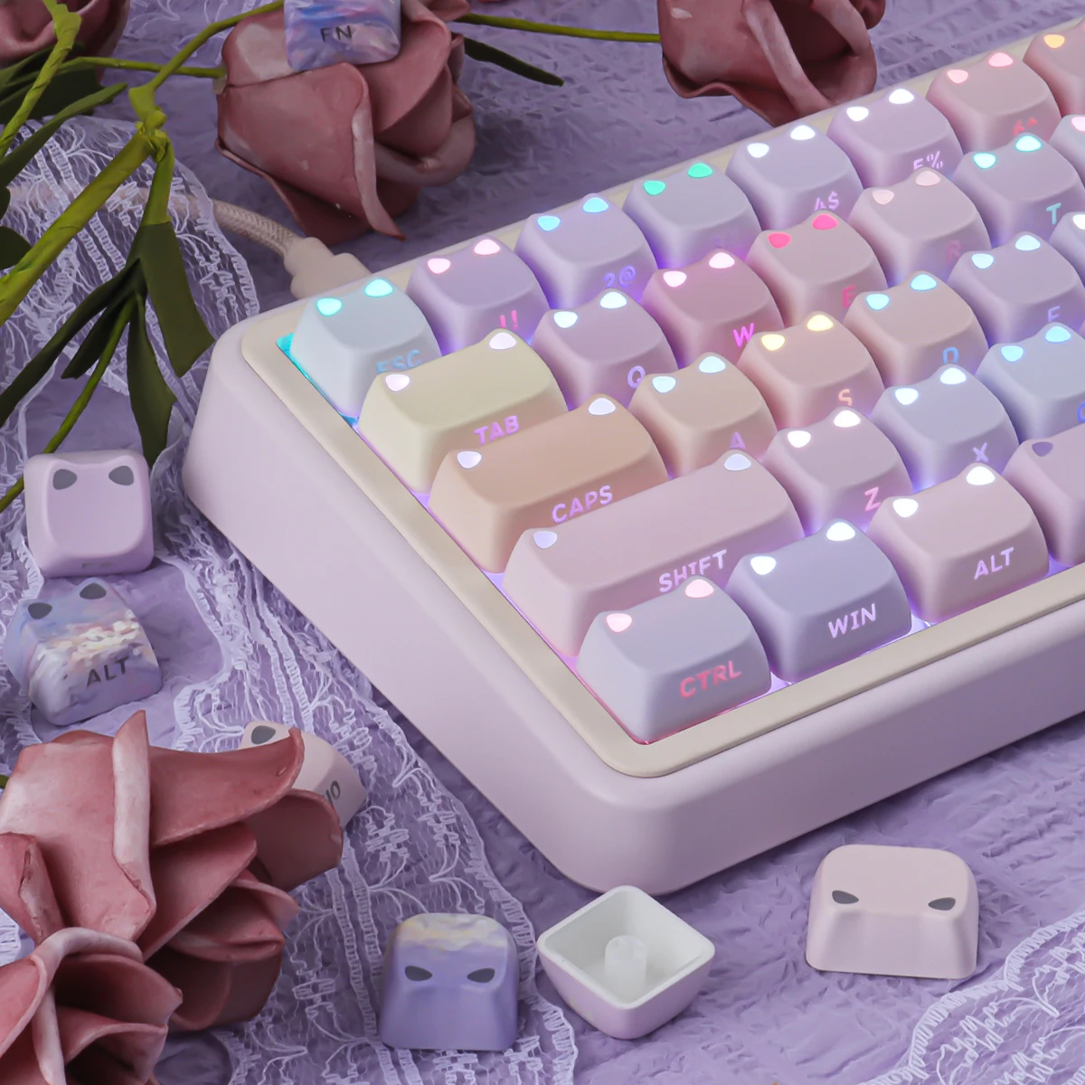 Klawisze z podświetleniem Water Lilies Side Backlight, 113 klawiszy, materiał PBT, profil MAO, klawisze DYE-SUB do przełączników MX, klawiatura mechaniczna Wooting — zdjęcie produktu 3