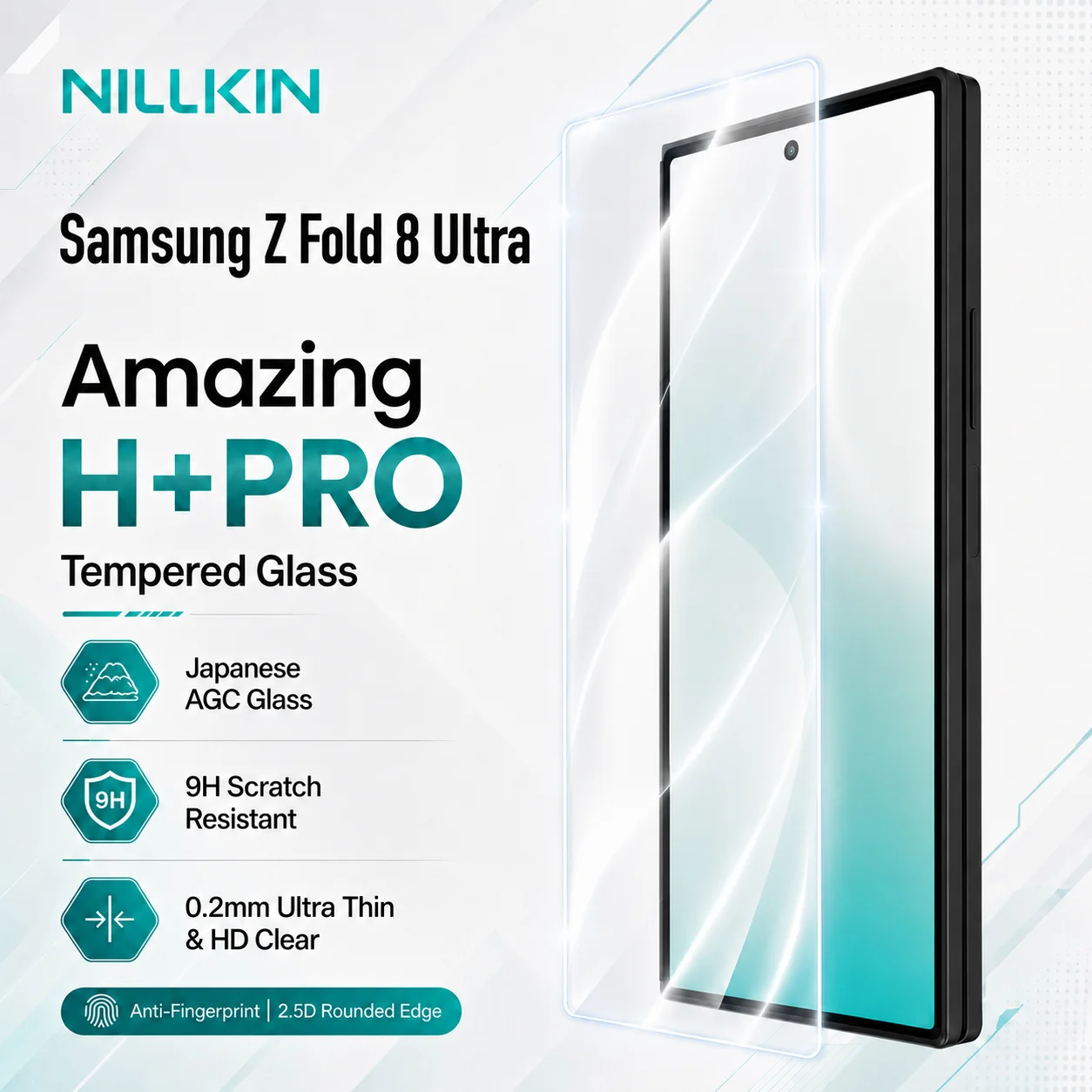 Nillkin Tempered Glass For Samsung Galaxy Z Fold 8 Ultra 7 Protector Film Anti-Scratch Support Fingerprint Unlock FM5000