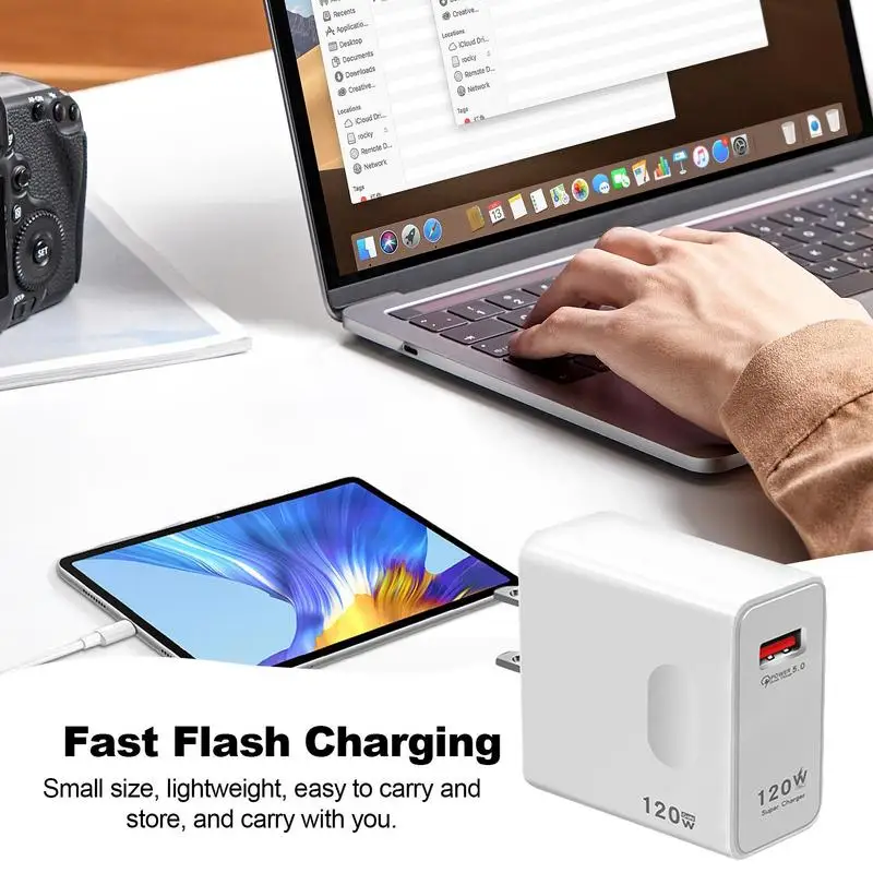 QC 3.0 USB Fast Charging Plug 120W Power Adapter USB Charger Wide Voltage Charging Supplies for Dormitory Trip Travel and Office