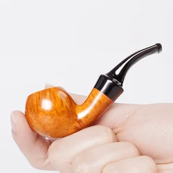 MUXIANG Small Mini Briar Wood Tobacco Pipe Length 95mm Small Apple Pipe with Curved Handle Bowl ID 15mm Outdoor Portable Pipes