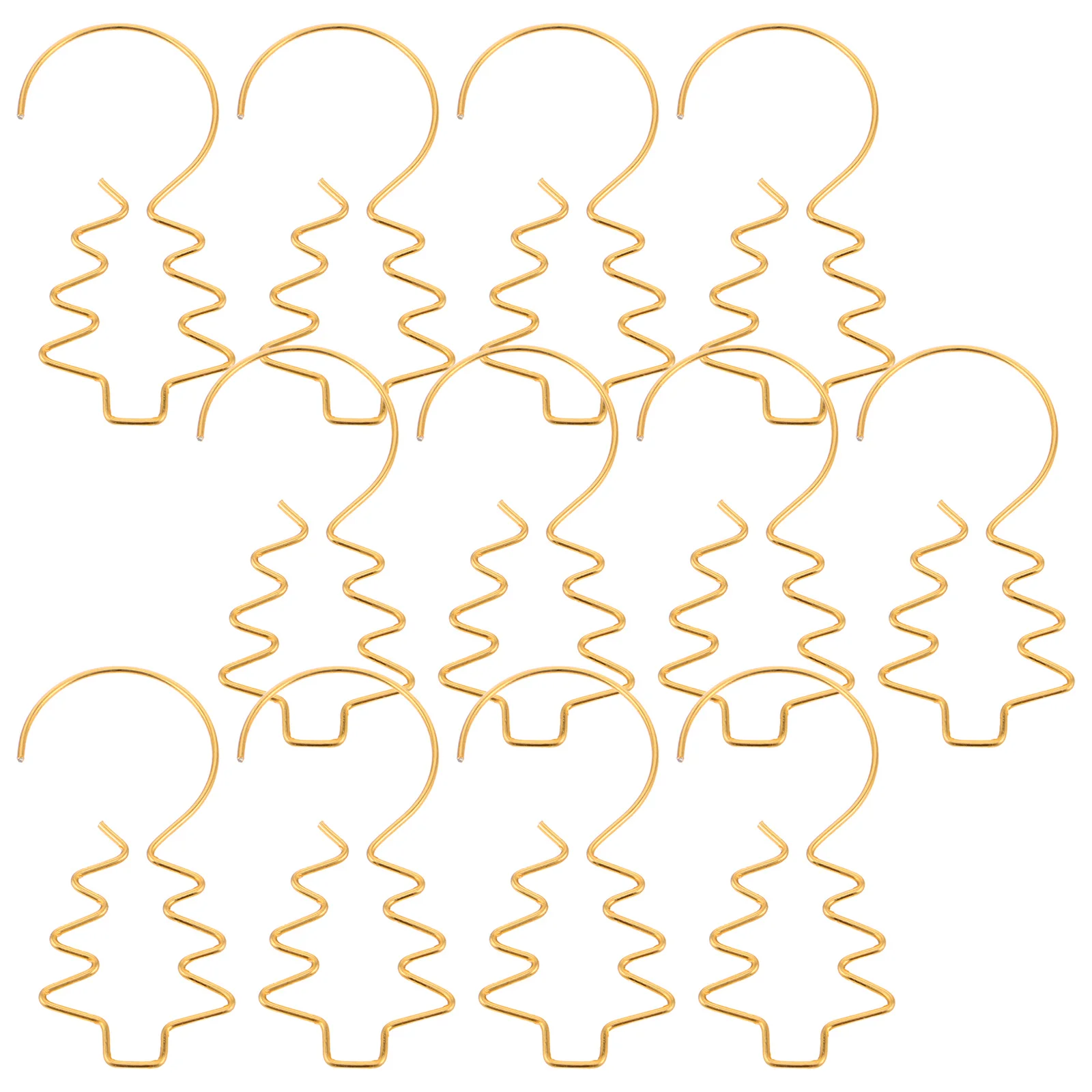 

100Pcs Gold Wire Ornament Hooks Christmas Tree Shaped Metal Hangers Reusable Spiral Hooks for Holiday Mini Baubles Wreaths