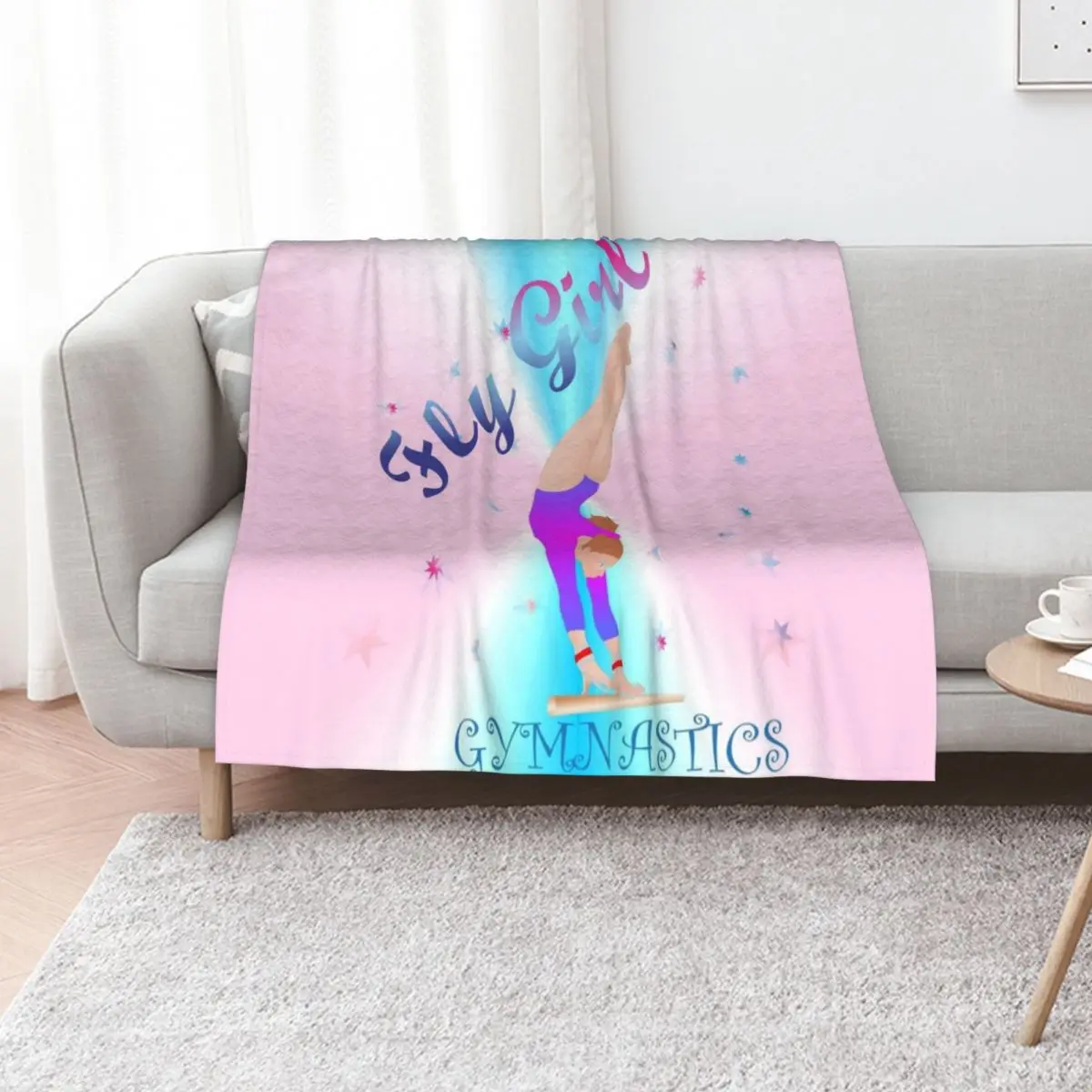 Gymnastics - Fly Girl with Background Throw Blanket Soft Big manga Plush Hair Warm Blankets