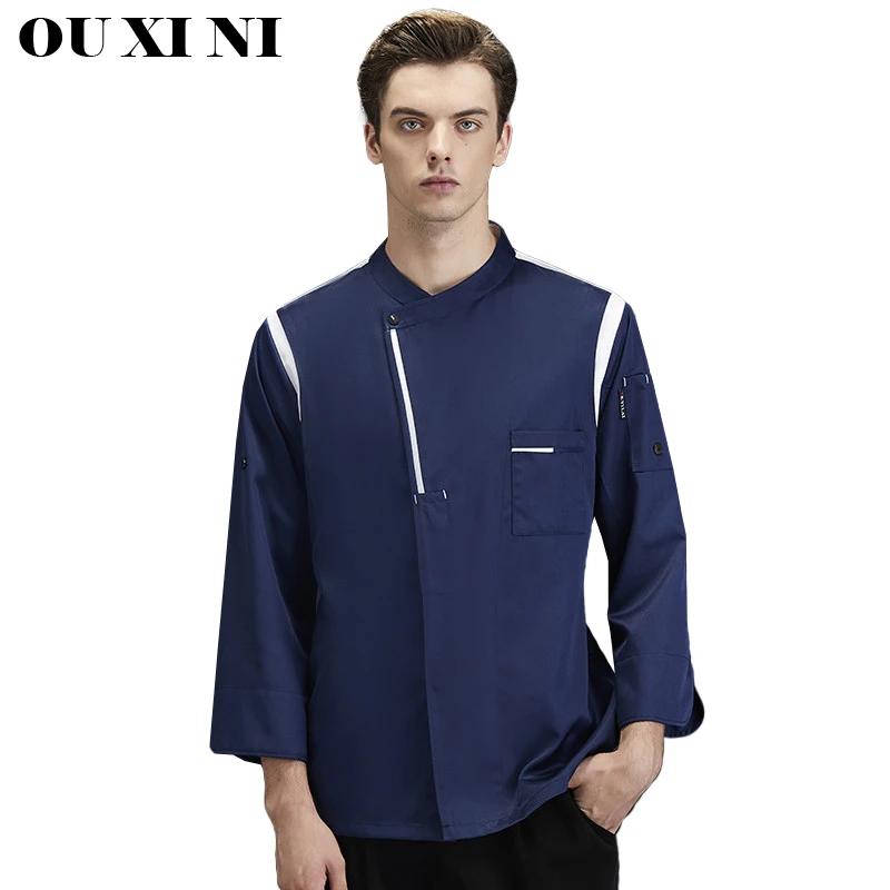 Uniforme de Chef de manga larga para hombre y mujer, chaqueta de cocina para servicios de Catering, Hotel, ropa de cocinero, camisa, restaurante, camarero, ropa de trabajo