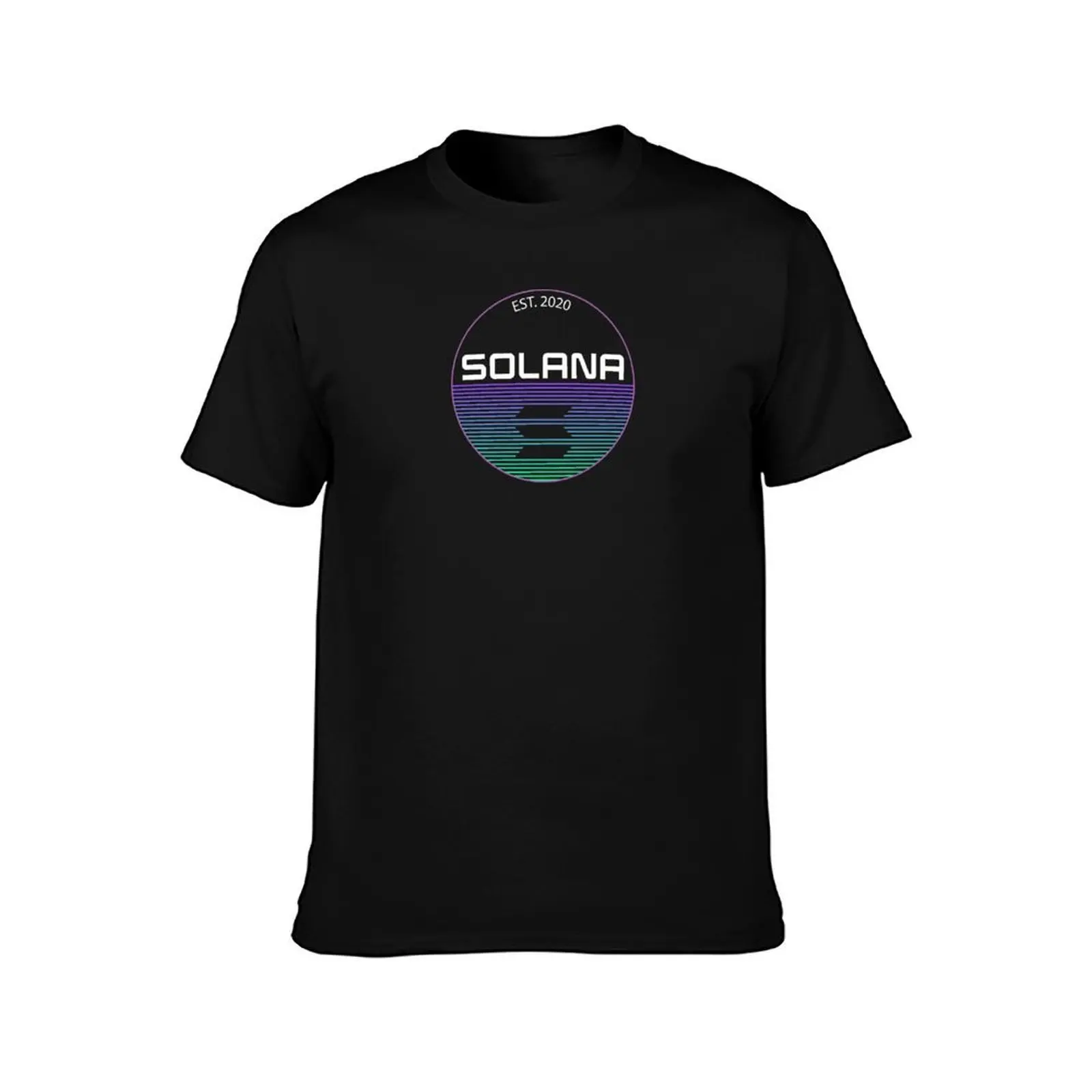 Solana SOL Crypto Altcoin - Outlined Circle with Cut Out Logo T-Shirt, Summer Casual Cotton Tee, Oversized Streetwear Tops