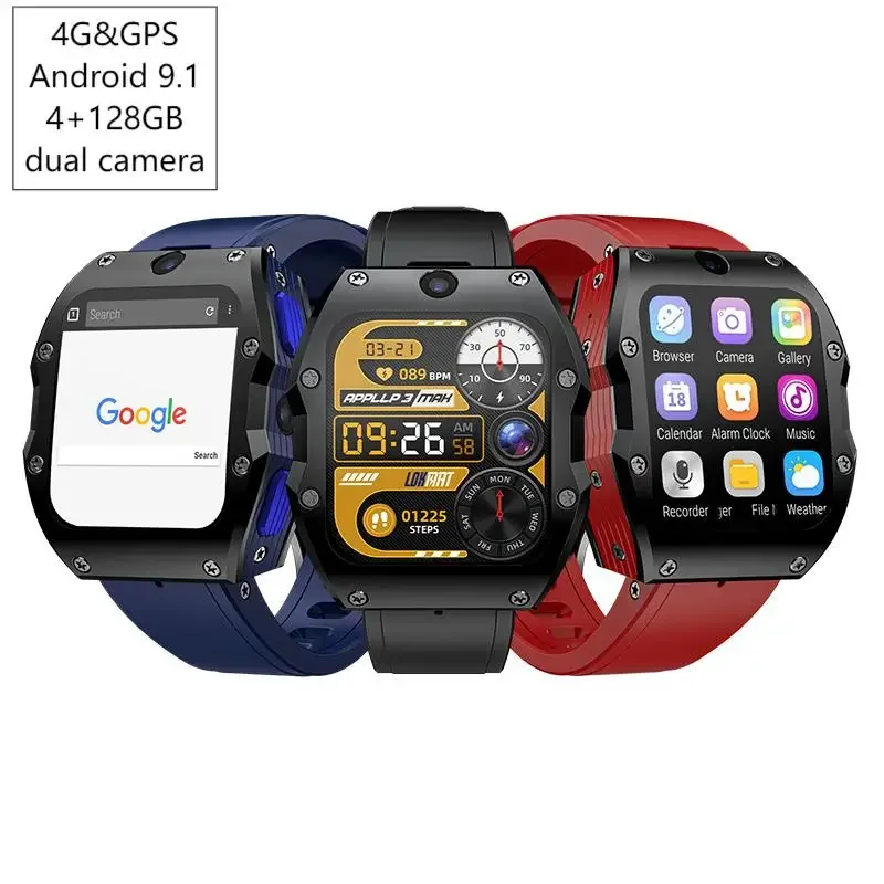 4G LTE Android 9.1 Smartwatch APPLLP 3 MAX 4+128GB GPS Dual Camera Sim Card 4G Smart Watch 2024