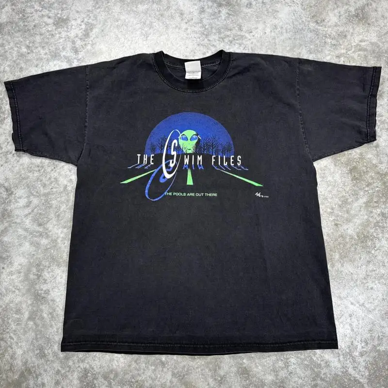Vintage The X Files Camisa Hombre Xl 90S Parodia Bootleg Swim Alien Promo