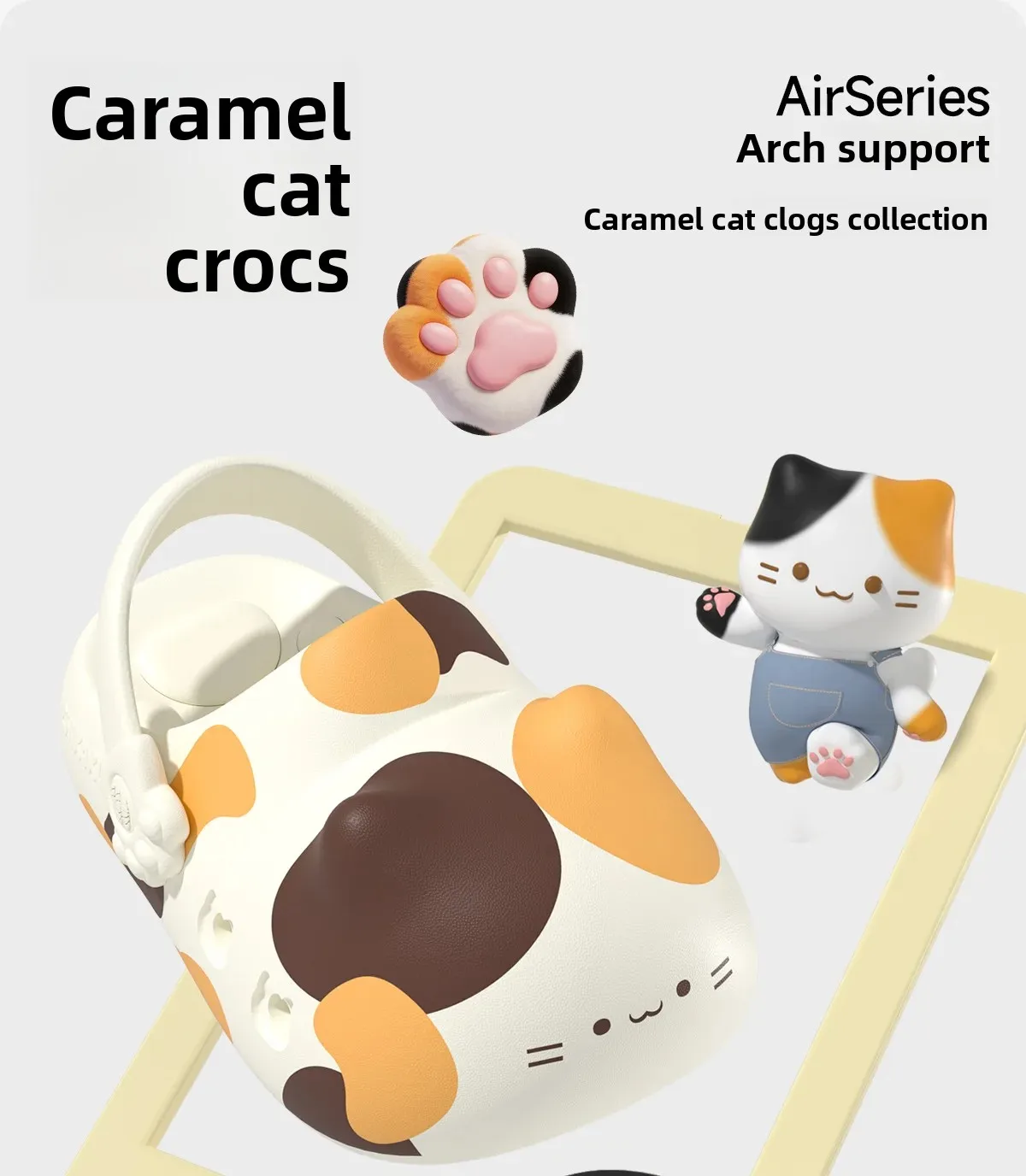 Three flower cat claw hole shoes for women at home, couple wearing outside, arch support, thick sole, anti slip hole slippers
