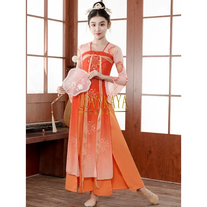 

Flowing Gauze Clothes for Girls Han and Tang Dynasties Chest length Fluttering Dance Clothing Set Children Performance Clothing