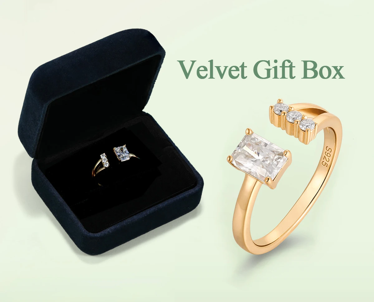 

Кольцо TYYL с муассанитом 1 карат, огранка «Радиант», сертифицированное, из серебра 925 пробы, ювелирное украшение для женщин, подарок, регулируемое, для свадьбы, вечеринки, помолвки