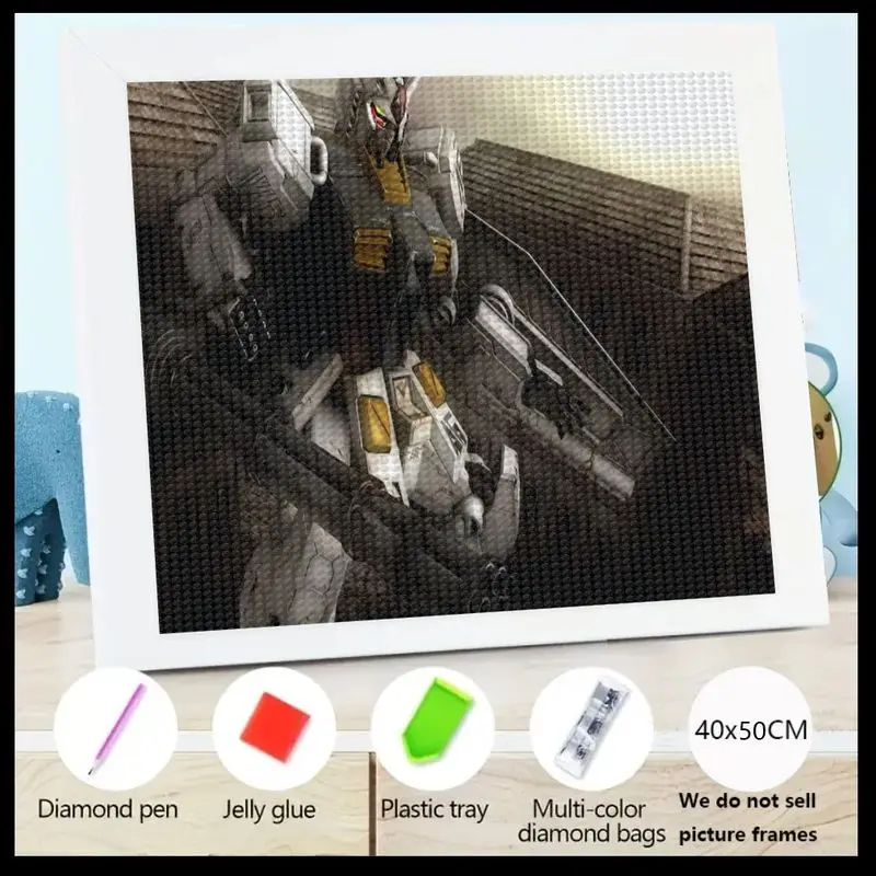 

1 шт., 5D DIY, полный дрель, набор для алмазной живописи, эпический Gundam Style Robot Mech, аниме, научный персонаж, кристалл, горный хрусталь, драгоценный камень, большой искусство