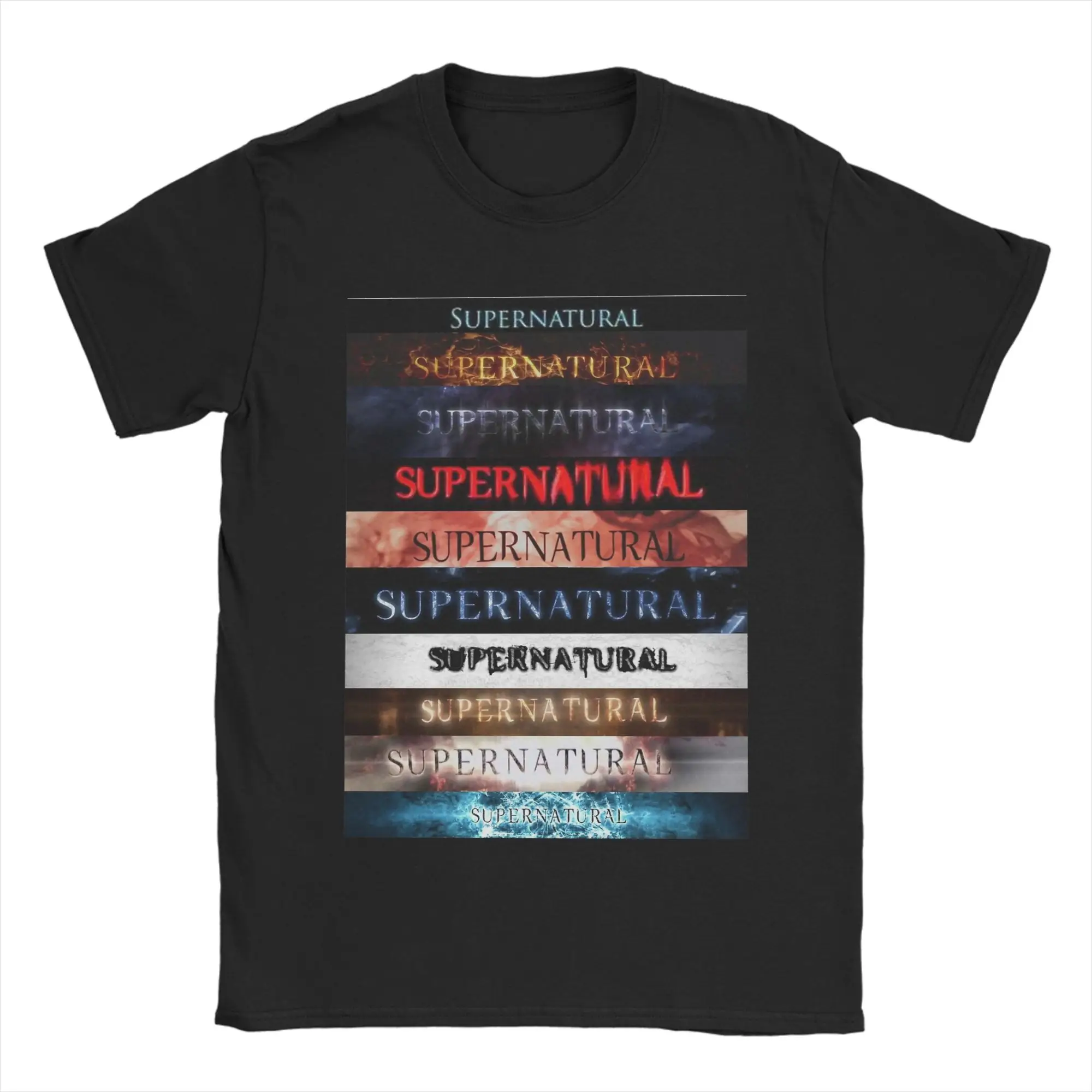 

Футболка большого размера «Сверхъестественное Интро Времена», хлопковые футболки, новинка, футболка для мужчин, летние топы с короткими рукавами с потрясающим узором