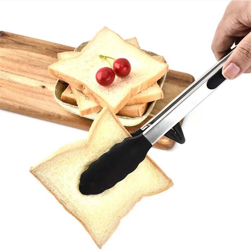 

Silicone Food Tongs Grill Stainless Steel Food Grade Silicone Tip Creative Non-slip Bread Tongs 7" BBQ Tongs Kitchen Accessories