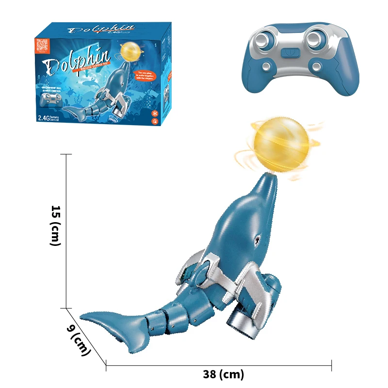 Remote Control Simulation Dolphin New Light Ball Rotating Double Propeller Remote Control Ship Animal Model Toy Gift