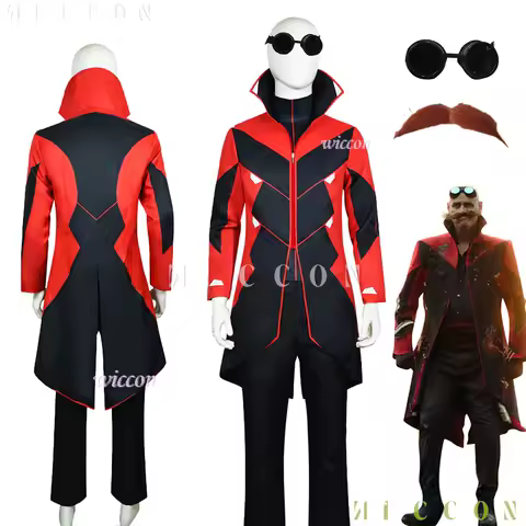 Sonic3 Anime Hedgehog 2 Dr Eggman Cosplay Jacket Glasses Trench Costume Men Ivo Robotnik Trench Uniform Party Mens Expo disfraz