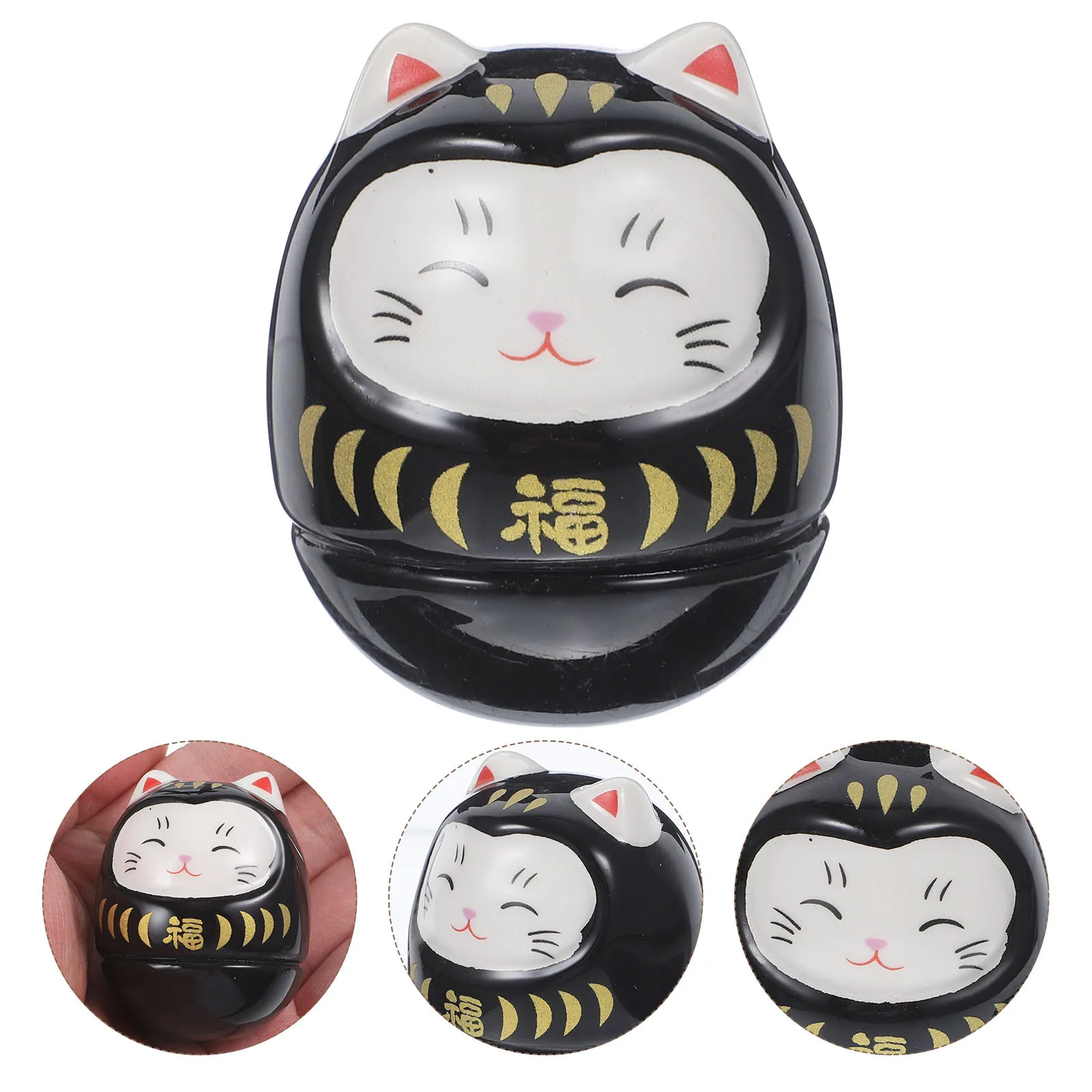 

Lucky Fortune Cat Tumbler Ceramic Decor for Desktop Home Car Office Wobbling Cat Ornament Compact Exquisite Craft Sturdy