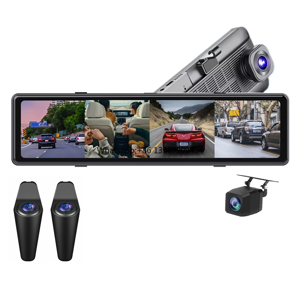 12 Inch Touch Screen Blind Spot DVR BSD Warning Version Waterproof Dash Camera 360 View FHD Car DVR System Loop Recording