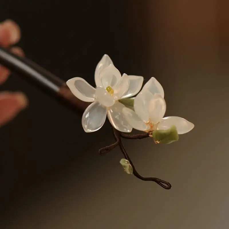 New Hanfu Yulan Flower Wood Zan Hairpin Ancient Style Accessories with Pan Hair Hairpin Qipao Accessories