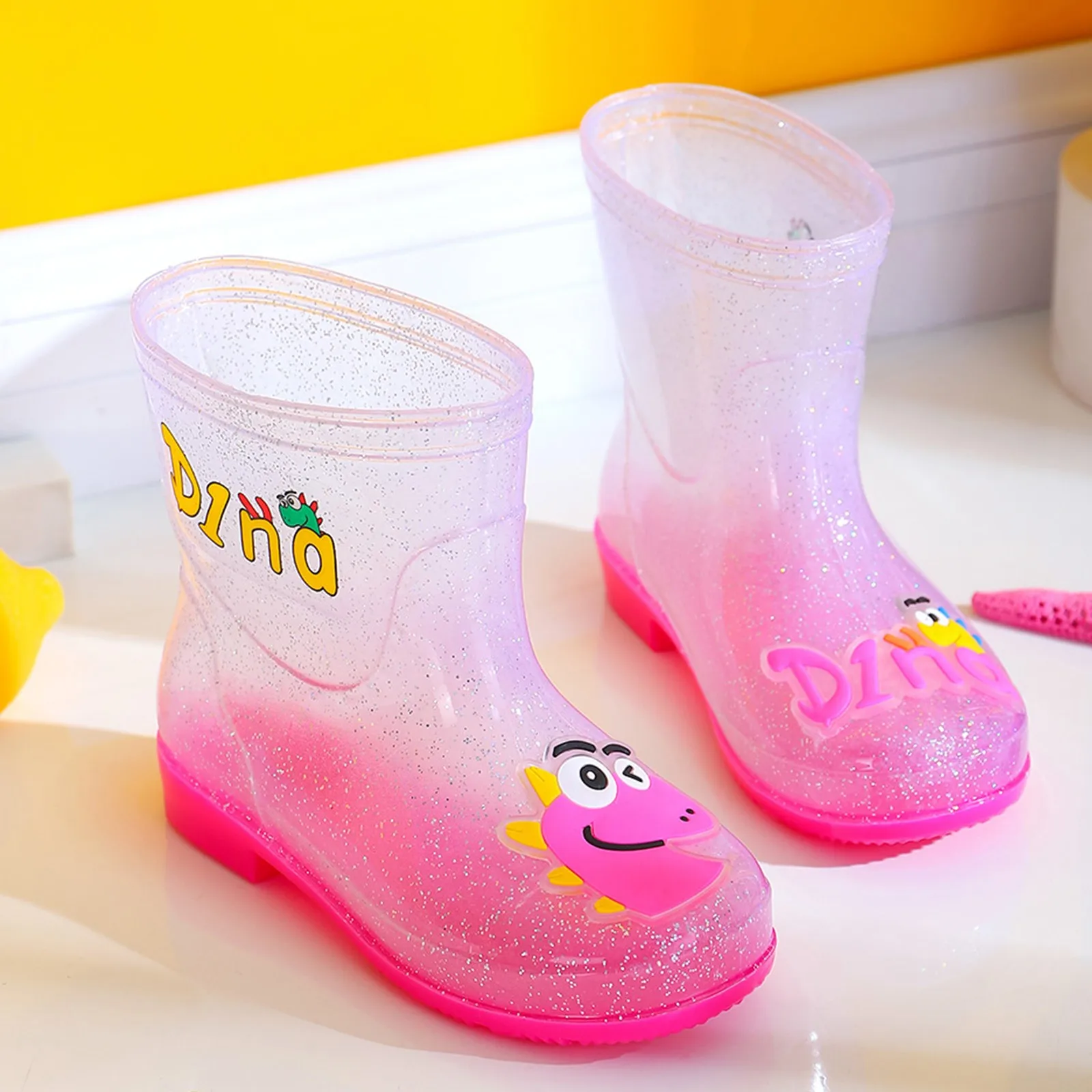 Children'S Rain Boots Boys And Girls Water Shoes Cute Baby Water Boots Pupils Four Seasons Cartoon Waterproof Rain Boots