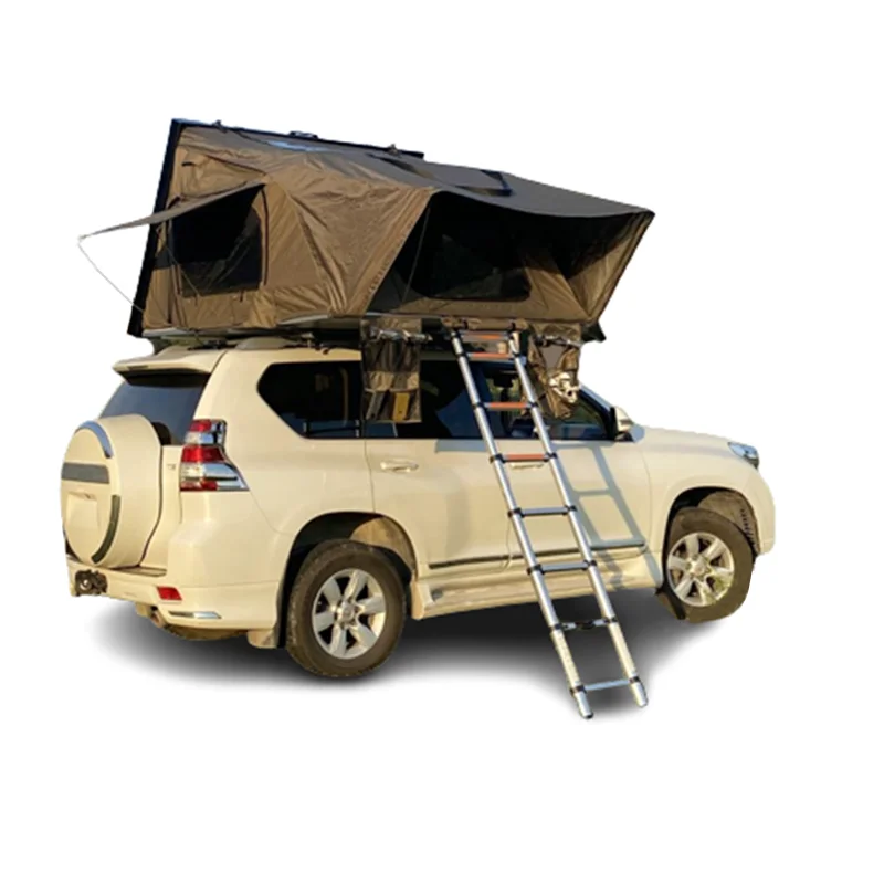 JWL-006L Outdoor Waterproof 4 Person Canvas Hardshell Rooftop Tents Aluminum Shell Roof Top Tent for Car Camping