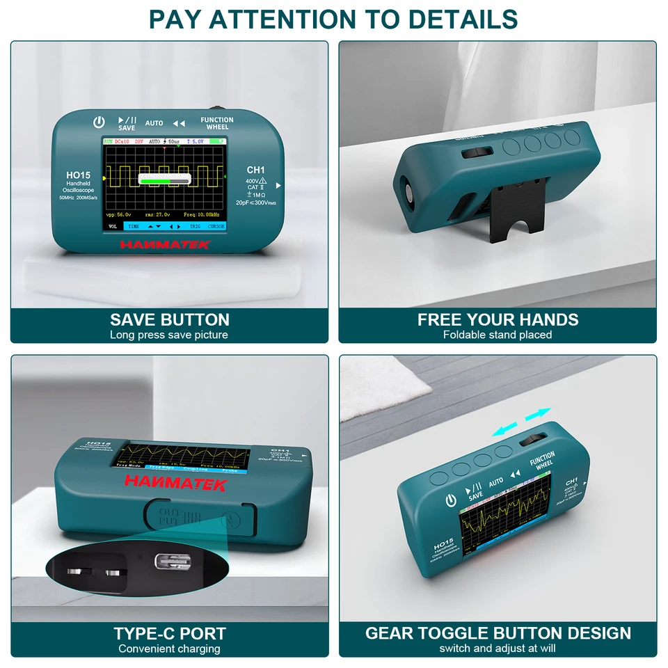 Hanmatek Handheld Digital Oscilloscope 10MhZ Bandwidth Display