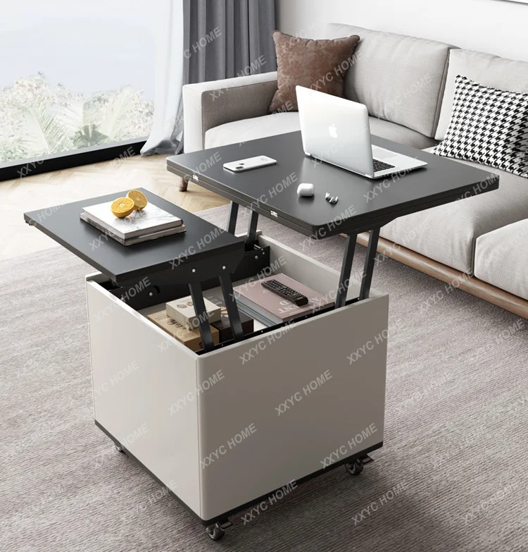 Small Apartment Lifting Coffee Table Nordic Living Room Unique Home Retractable Folding Table Multi-Function