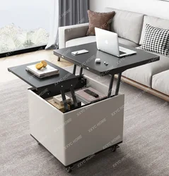 Small Apartment Lifting Coffee Table Nordic Living Room Unique Home Retractable Folding Table Multi-Function