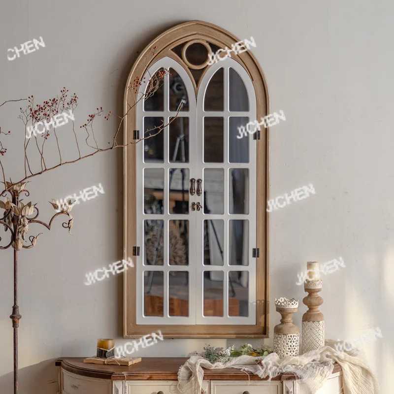 Style rétro nouveau créatif maison chambre tenture murale salle à manger faux miroir de fenêtre, américain personnalisé décoratif pleine longueur