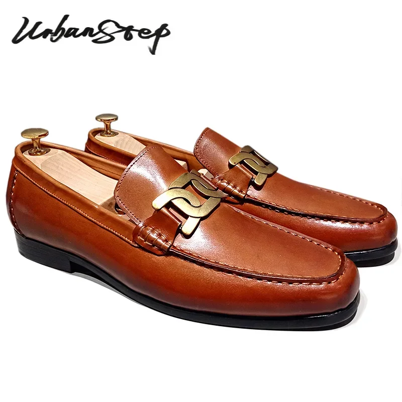 LUXURY BRAND MEN CASUAL LEATHER SHOES BROWN BLACK SLIP-ON HORSEBIT MENS DRESS FORMAL SHOES WEDDING BUSINESS LOAFERS MEN