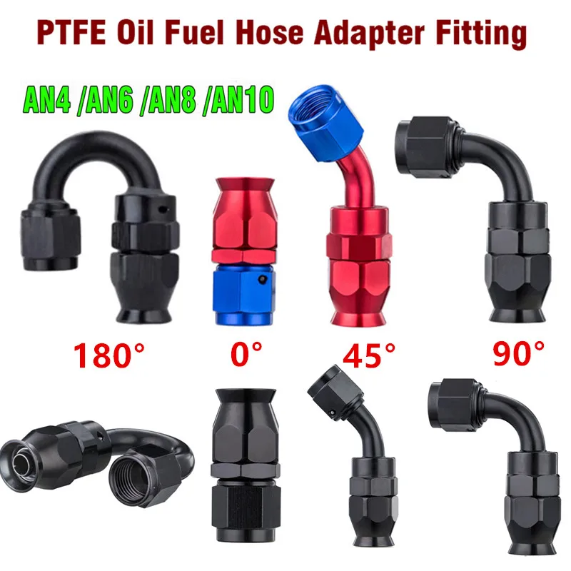 

HQ 2Pcs For PTFE AN Oil Fuel Line Hose End Fitting Oil Pipe Joint AN4 AN6 AN8 AN10 AN12 Reusable Hose End Fitting Adapter