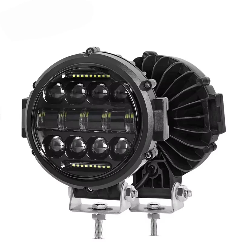 

7 inch 69w Round Led Lights Spotlight Super Bright Offroad LED Work Light Bar Adjustable Mounting Bracket Daytime Running Light