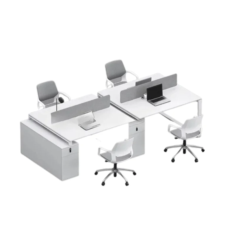 

Employee Simplicity Office Desks Combination Modern White Screen Office Desks Storage Wood Work Furniture