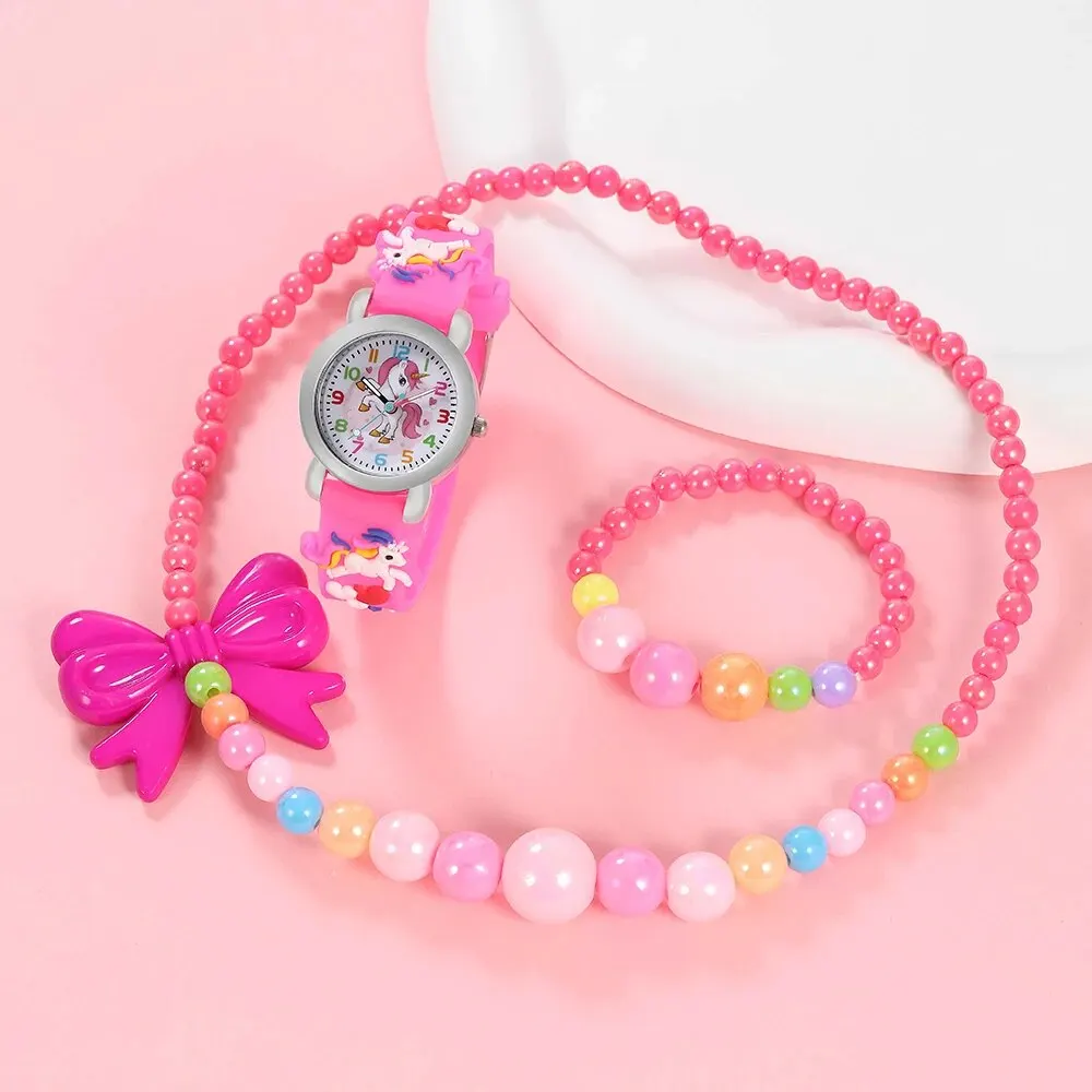 Kids Watch Set 1 Cute Kids Quartz Watch and Cartoon Kids Cute Necklace Bracelet Set