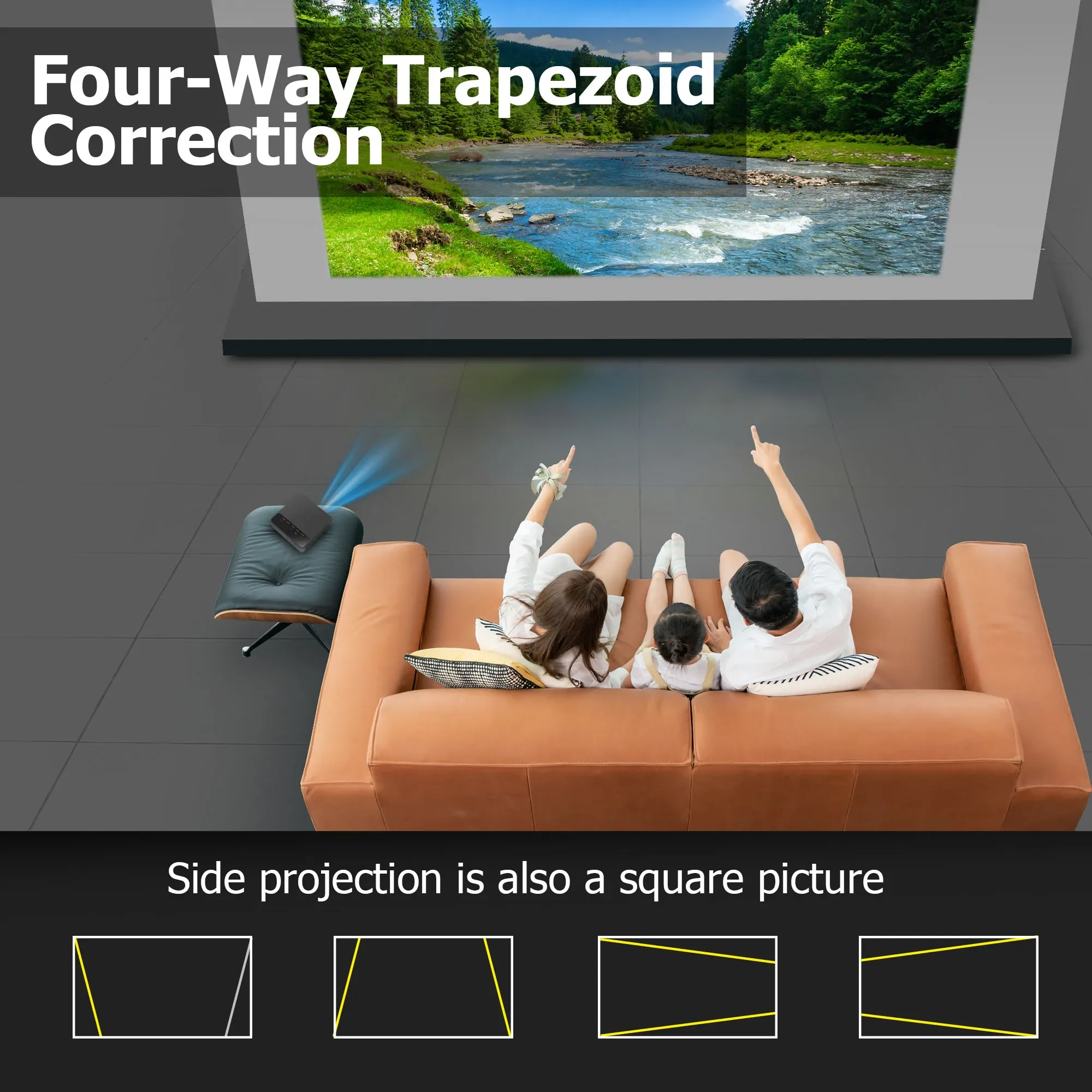 Full HD LCOS 4K Android Compatible Smart Phone Mini Black Projector WIFI Bluetooth Native 1080P Portable Outdoor Movie