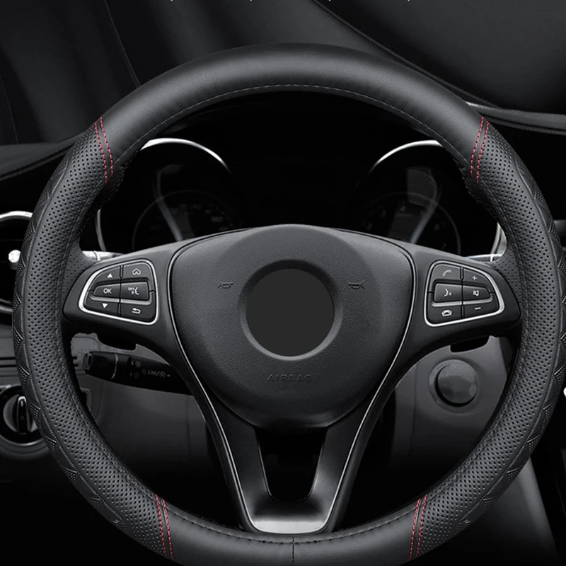 Car Steering Wheel Cover Skidproof Auto Steering- Wheel Cover Anti-Slip Embossing Leather For MG6 MG3 HS ZS Car-Styling