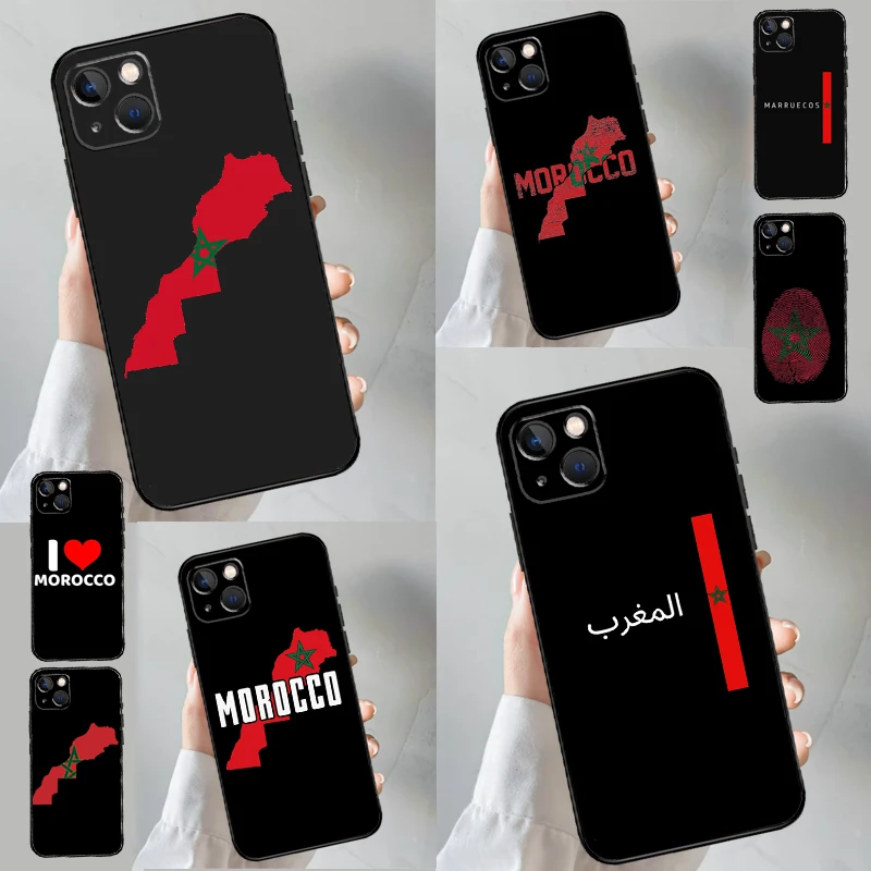 المغرب خريطة العلم الوفير قضية الهاتف آيفون 16 15 14 11 12 13 برو ماكس X XS XR زائد الغطاء الخلفي #1