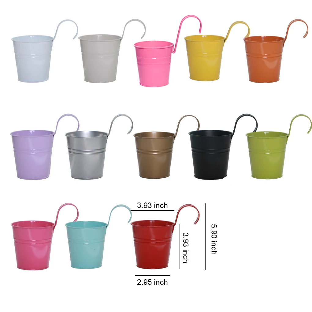 Colorful Metal Hanging Flower Pots Removable Hook Outdoor Hanging Flower Plant Racks Succulent Plant Basket Home Garden Decor