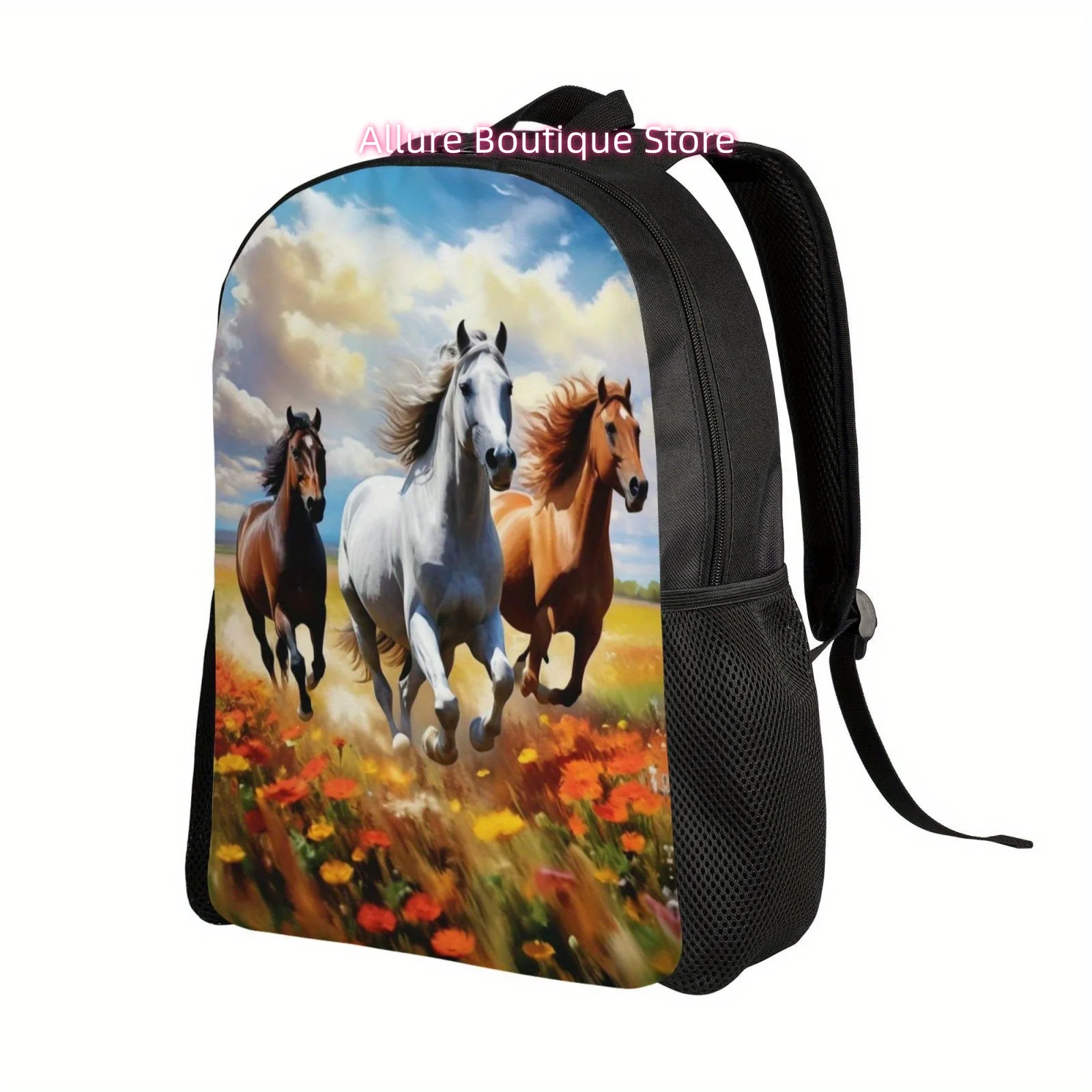Running Horse Casual Backpack, Lightweight Shoulder Bag for Men And Women, Large Capacity Computer Laptop Bag Book Bag for Work