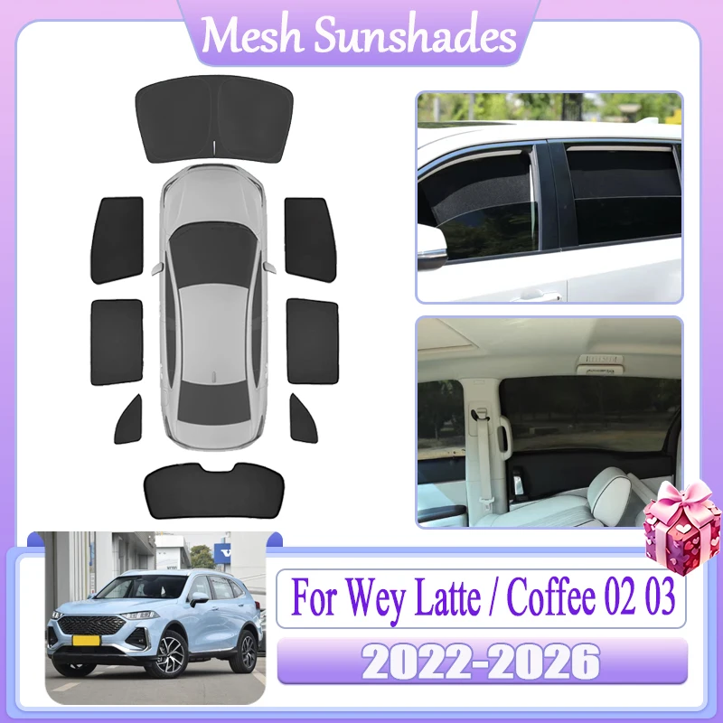 

For Wey Latte Coffee 02 03 2022 2023 2024 2025 2026 Curtains Window UV Protection Magnetic SunShade Visor Auto Part Accessories