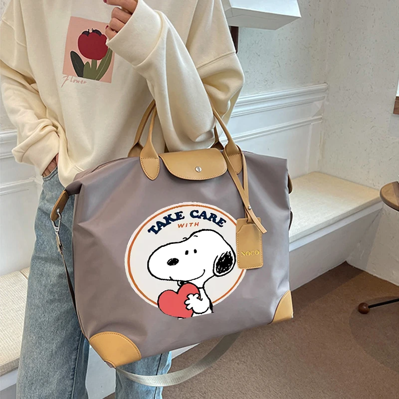 

Snoopy Woman Tote Bag Large Capacity Handbag Oxford Waterproof Travel Bag Cute Cartoon Shoulder Bag Women's Vintage Commute Bags