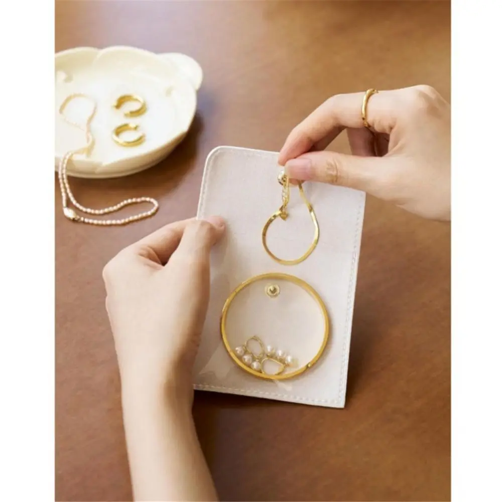 

6 шт., легкая роскошная сумка для хранения ювелирных изделий, прозрачная искусственная кожа, портативное кольцо, ожерелье, сумка с клапаном, упаковка для ювелирных изделий, косметика