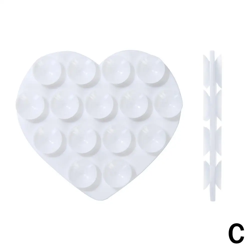 Supporto per ventosa per telefono bifacciale a forma di cuore Ventosa per telefono in silicone Adsorbimento Mobile Forte pad Staffa fissa Phon W7E4