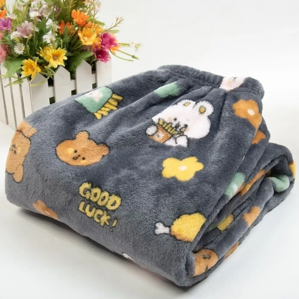 Winter Warm Flannel Home Trousers Cartoon Printed Pajama Pants For Women Y2K Cute Fluffy Pyjamas Homewear Casual Loose Sleepwear