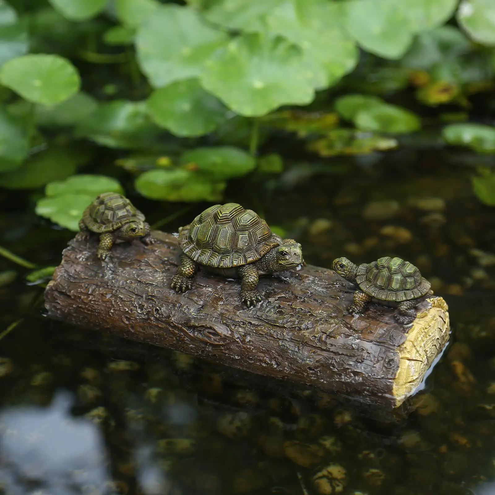 Water Floating Turtle Ornament Animal Figurines Garden Statue Photo Props Resin