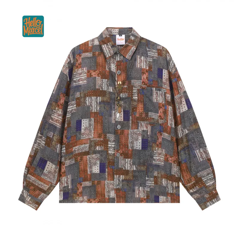 

HELLOMARCEL EU US Size High Quality Vintage Plaid Men Loose Fit Leisure Long Sleeve Shirt Couple Wear