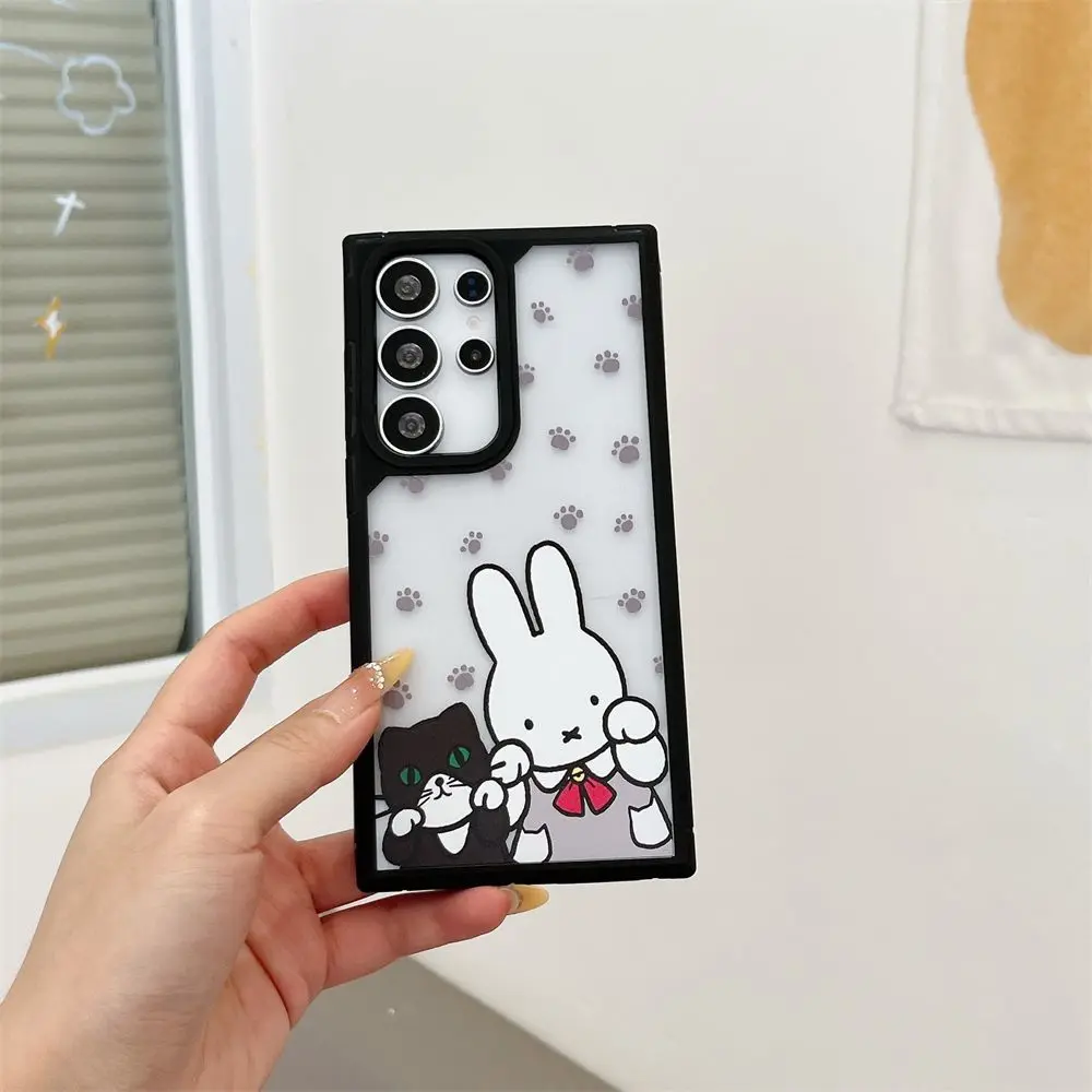 Kawaii Miffy Phone Case Featuring Miffy The Rabbit Suitable for S25 Ultra S23+ Transparent Hard Shell S24Plus S22.
