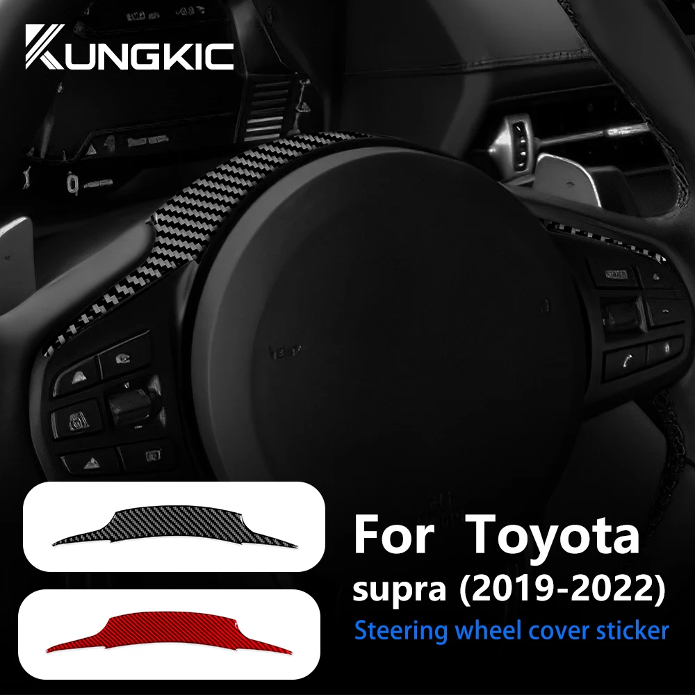 For Toyota Supra GR A90 A91 MK5 2019-2022 Real Carbon Fiber Sticker Car Steering Wheel Cover Interior Auto Trim Accessories