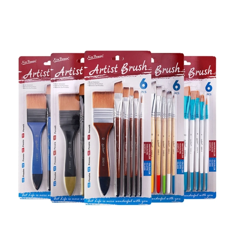 

3 Set Nylon Hair Painting Brush Artist Brushes Watercolor Paint Brush Oil Paint Brushes Drawing Supplies for Adults