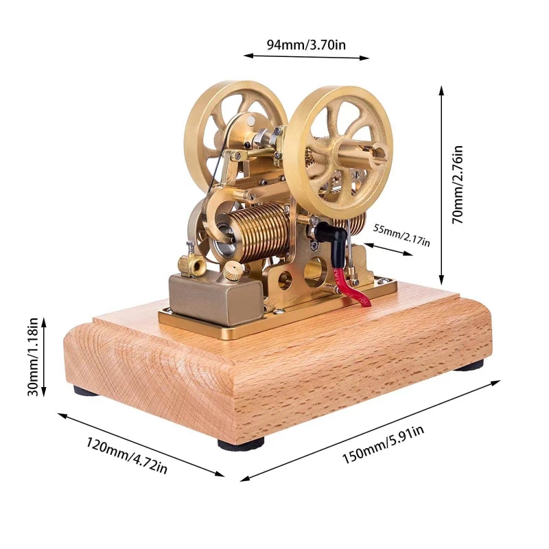 M14 1.9cc Engine Model Air-cooled Cooling Structure Brass Twin-cylinder Engine Model Toy Collection Gift